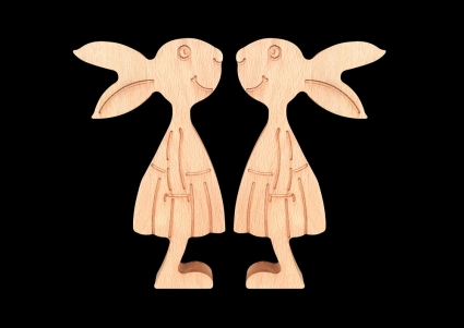 Osterhasenmädchenpaar "Paula & Paula von Goertz" aus Buchenholz